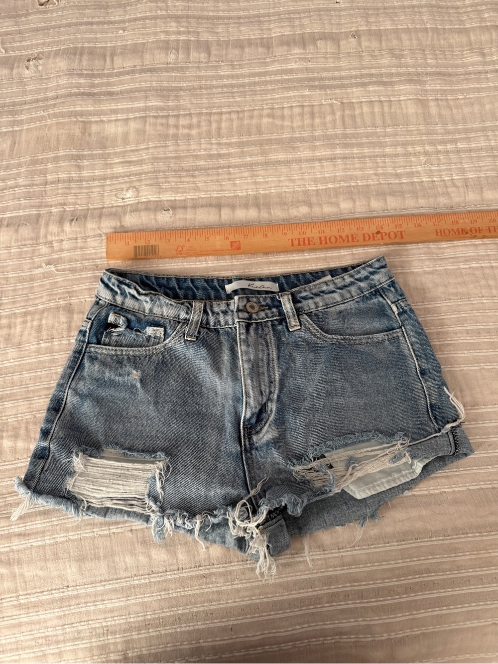 KanCan Light Blue Distressed Denim Shorts